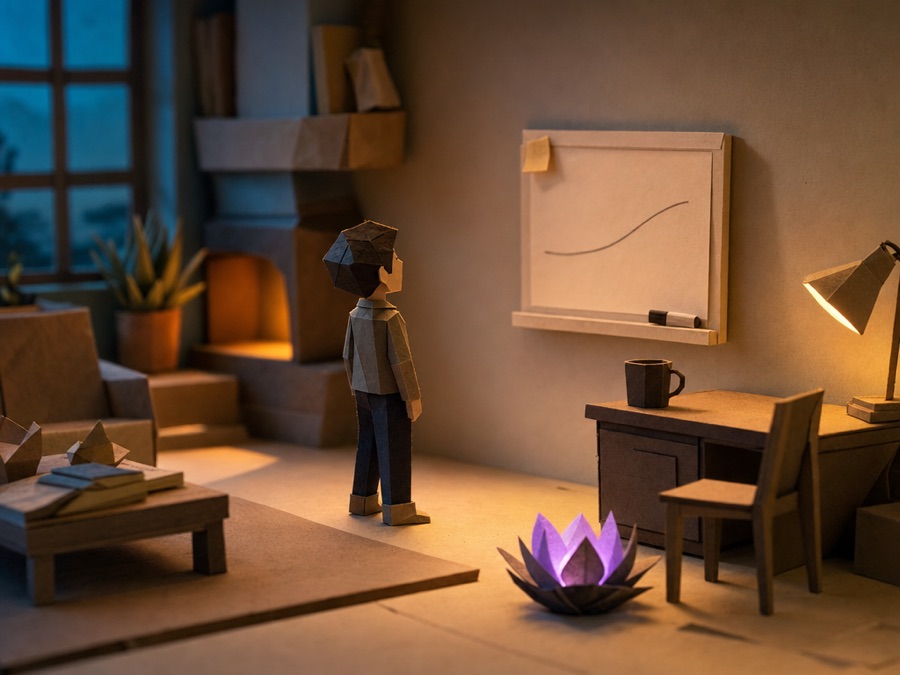 A calm paper-crafted workspace inside Aetherboard
